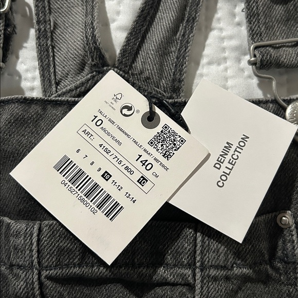 ZARA - Girls' Dark Gray Denim Overall Dress SZ: 10 - Picture 2 of 7